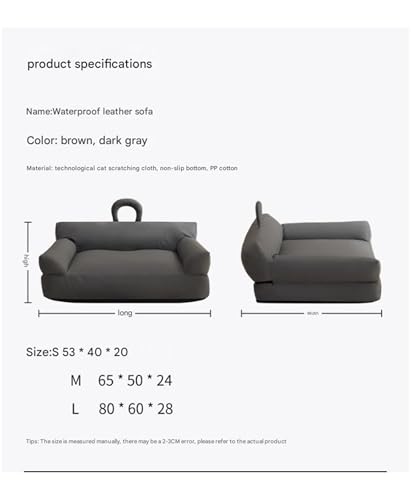 Genérico Cama ortopédica for Perros medianos, sofá Impermeable for Perros con Soporte de Espuma, Cama Lavable for Mascotas con Funda extraíble y Base Antideslizante(Brown,M)