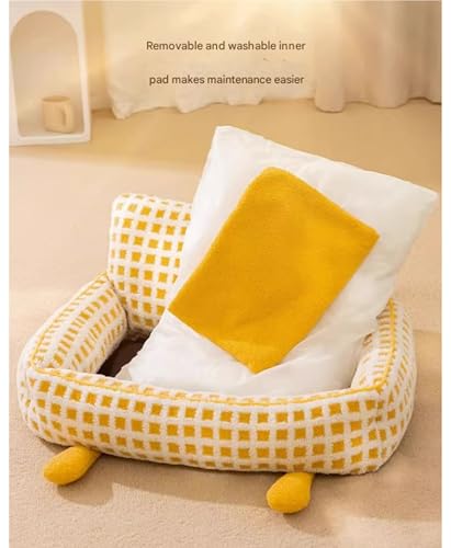 Genérico Camas for Perros Grandes, medianos y pequeños Sofá Cama for Perros, Cama for Mascotas Suave y cómoda, extraíble, fácil de Limpiar(Yellow,24x20in)