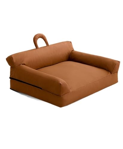 Genérico Cama ortopédica for Perros medianos, sofá Impermeable for Perros con Soporte de Espuma, Cama Lavable for Mascotas con Funda extraíble y Base Antideslizante(Brown,M)