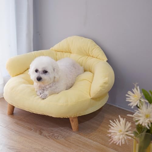 Cama de silla de sofá de gato, cama de mascotas elevada, cama de taburete de perros de gato con patas de madera resistentes, cama para mascotas de lujo, sofá suave y suave para ropa para ropa