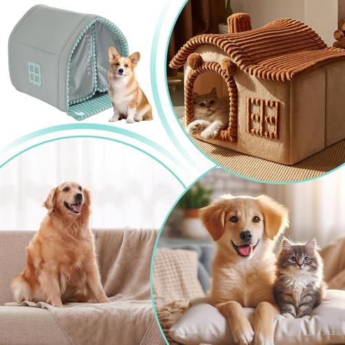 Genérico Cama de Carpa para Perros Interiores - nicho Caliente con Puerta - Cama cómoda para Perros y Gatos | Cozy Dog Cupt in Winter, Animal Best Home, Caned Capas de Carpas Cerradas para Gatos
