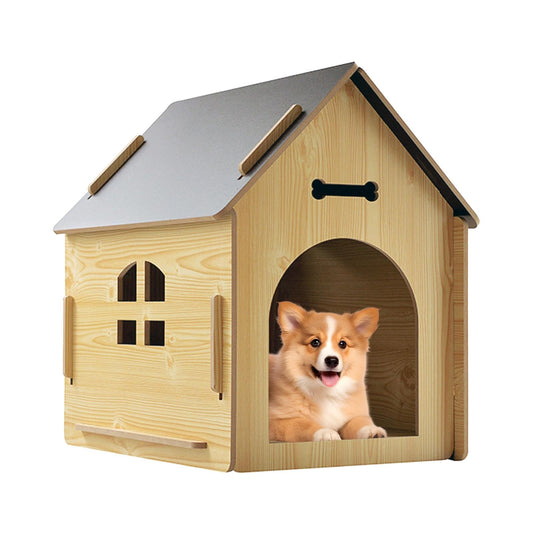 Casa para perros de madera, Casa para perros exterior,Perrera resistente a la intemperie para perros - Casa para gatitos exterior a prueba de lluvia, casa de retiro para cachorros para gatos, cachorro