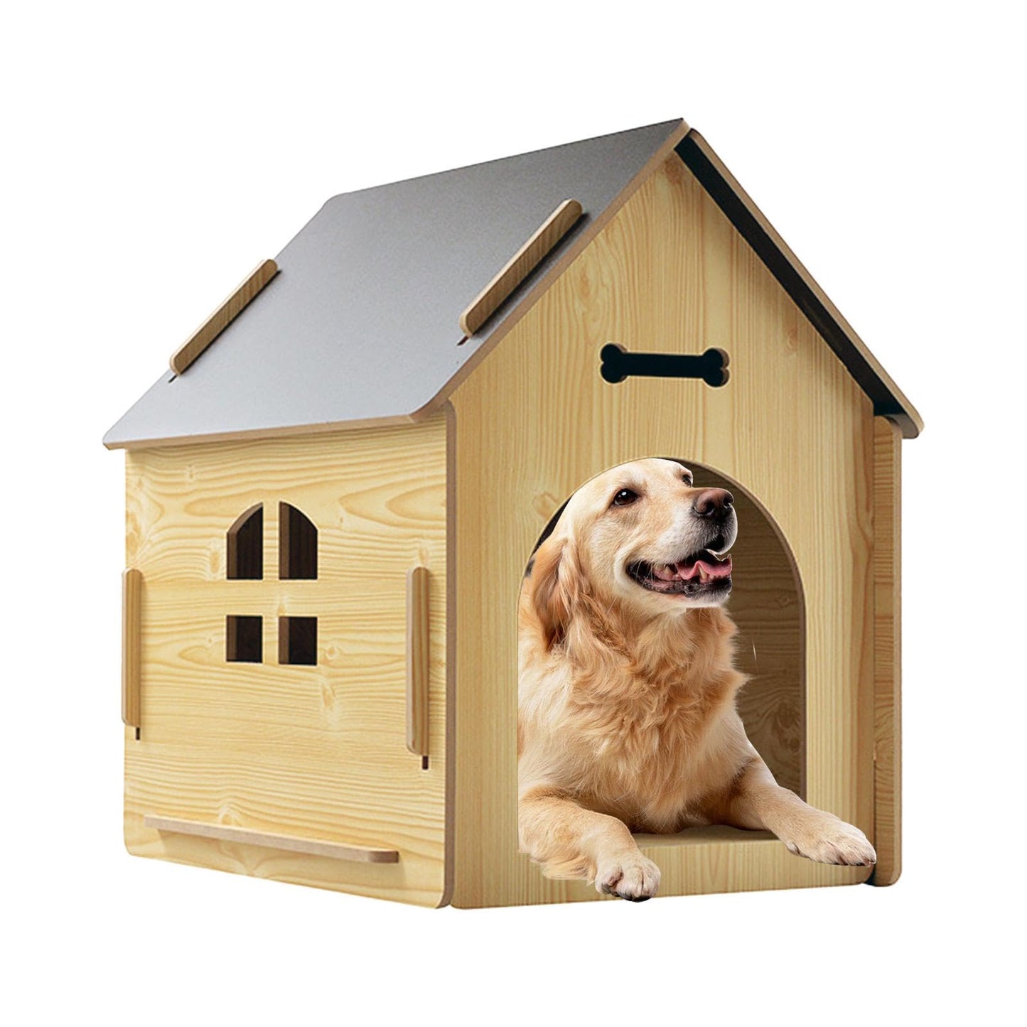 Casa para perros de madera, Casa para perros exterior,Perrera resistente a la intemperie para perros - Casa para gatitos exterior a prueba de lluvia, casa de retiro para cachorros para gatos, cachorro