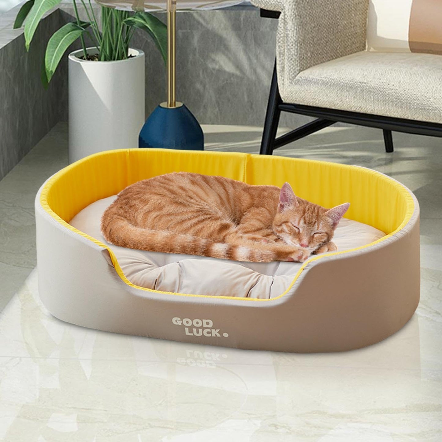 Sofá cama para perros,Cama para perros con laterales | Sofá cama para cachorros,Almohadilla para dormir lavable para gatos, cálido desmontable, cama con cojín para mascotas de doble cara para las