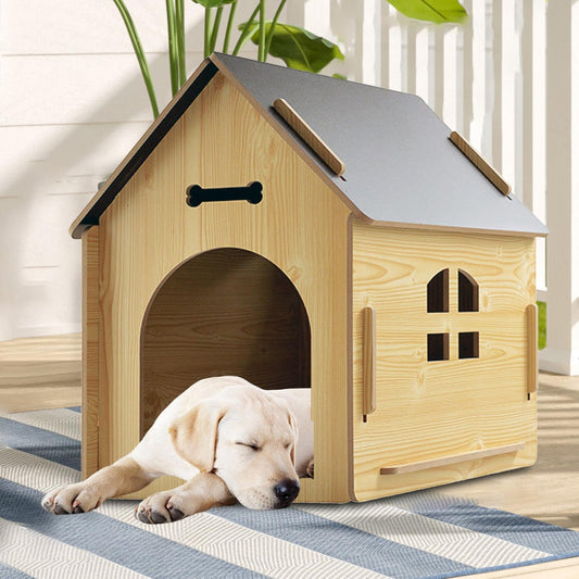 Casa para perros de madera, Casa para perros exterior,Perrera resistente a la intemperie para perros - Casa para gatitos exterior a prueba de lluvia, casa de retiro para cachorros para gatos, cachorro