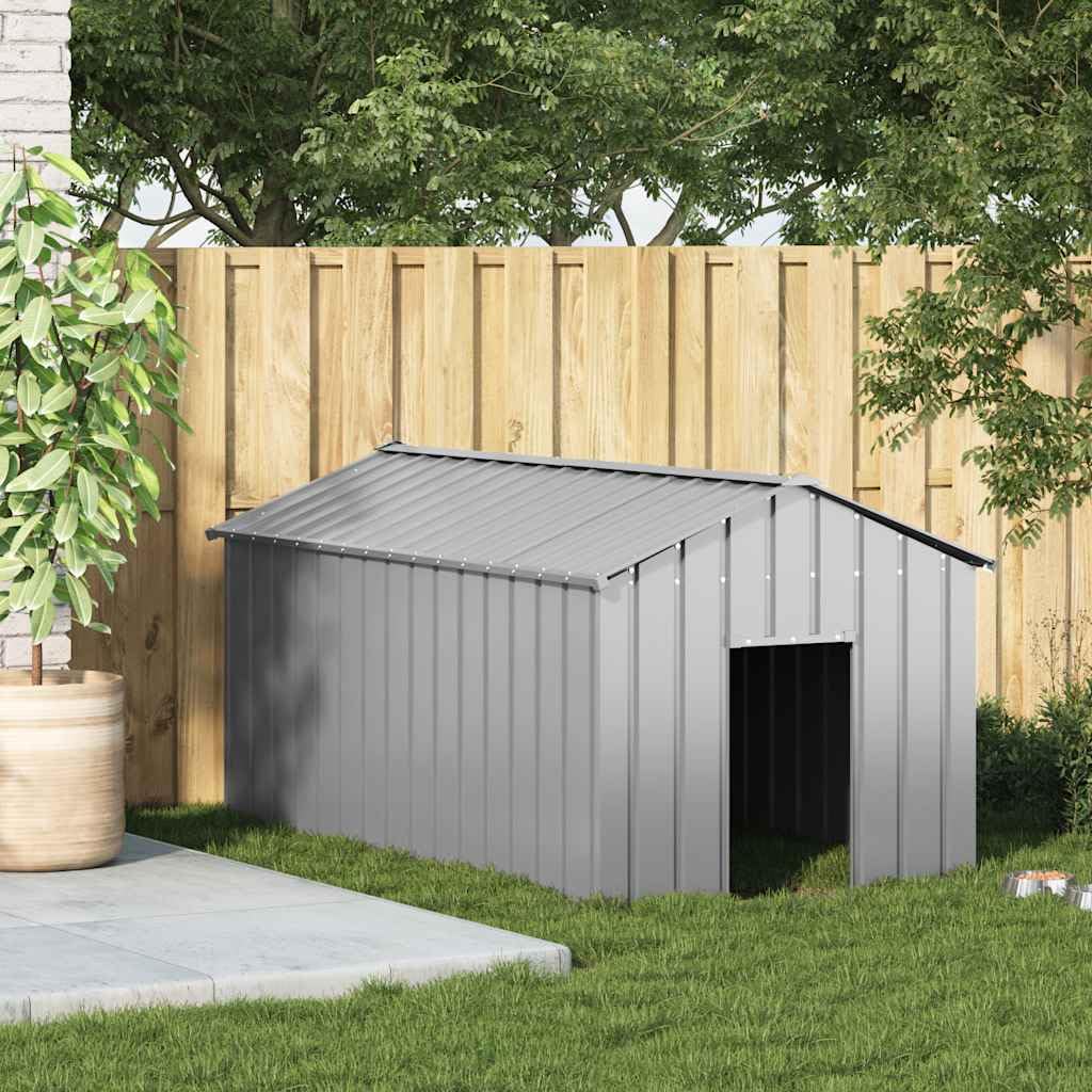 IKAYAA Caseta para Exteriores Grande, Caseta para Perros Acero Galvanizado 114x202x101 cm Gris