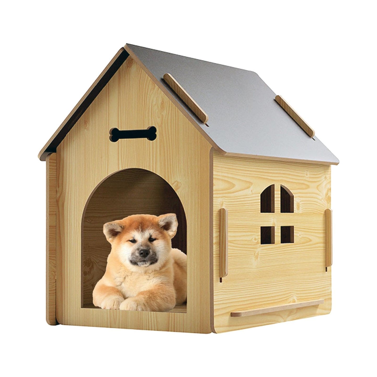 Casa para perros de madera, Casa para perros exterior,Perrera resistente a la intemperie para perros - Casa para gatitos exterior a prueba de lluvia, casa de retiro para cachorros para gatos, cachorro